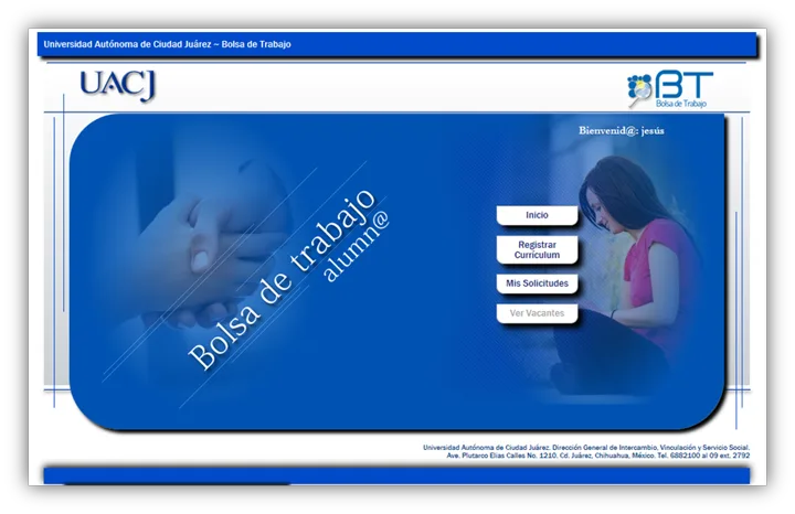 The job board’s welcome page