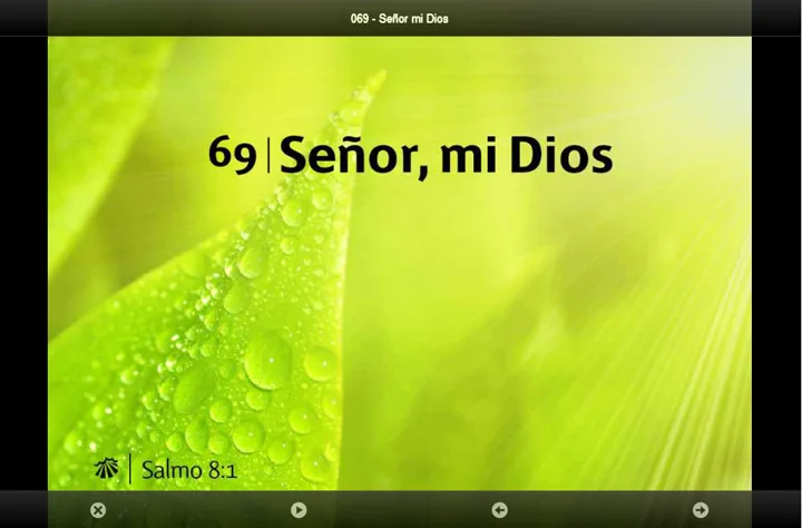 A hymn verse shown over a photograph of leaves