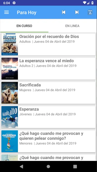 A list of daily readings with their book covers
