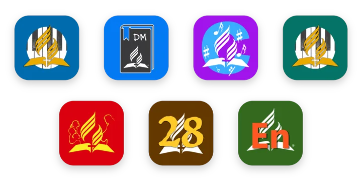 The icons of the seven apps in the family