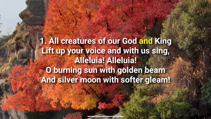 A hymn verse on a tablet, ready to project