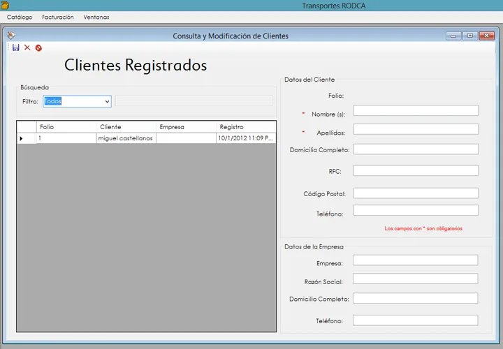 The client register