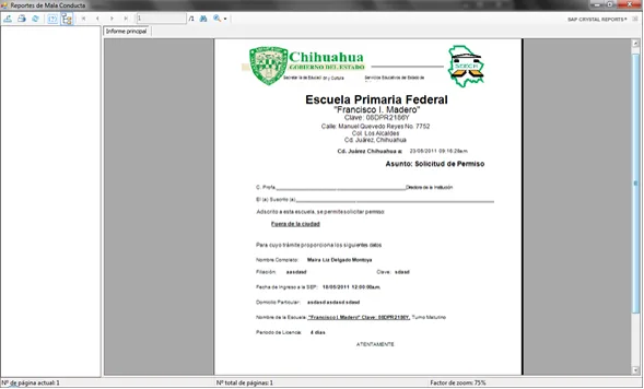 A printed student record