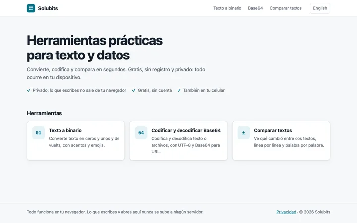 The home page in Spanish