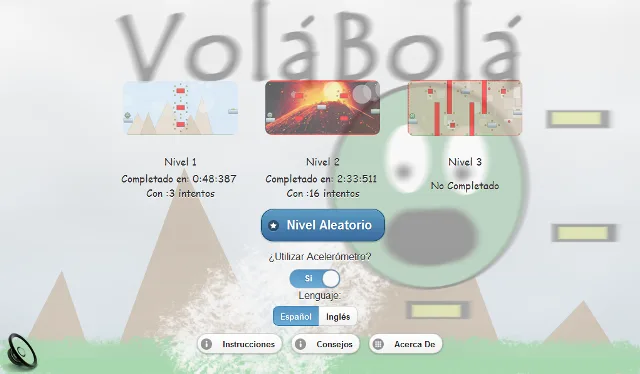 The game’s menu in Spanish